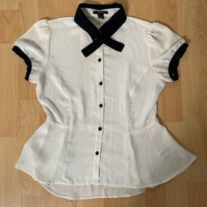 White & Black Forever 21 Blouse Size Small